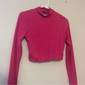 Windsor Pink Crop Top with Mandarin Collar